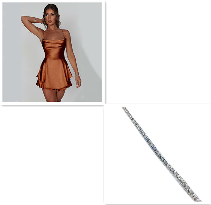 Slim Strap Backless Skirt For Women