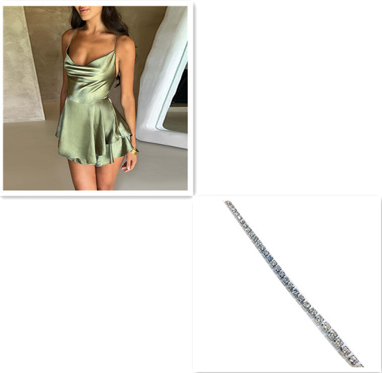 Slim Strap Backless Skirt For Women