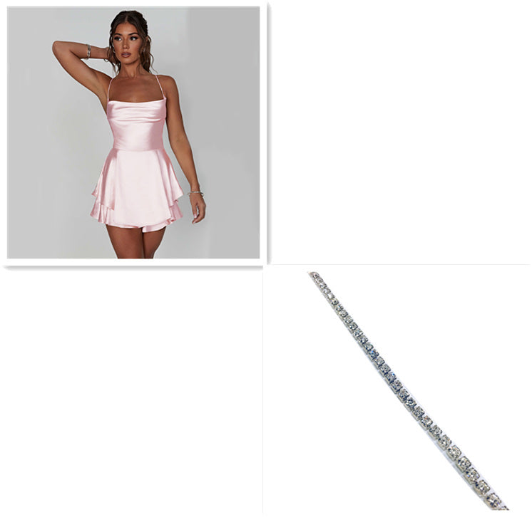 Slim Strap Backless Skirt For Women