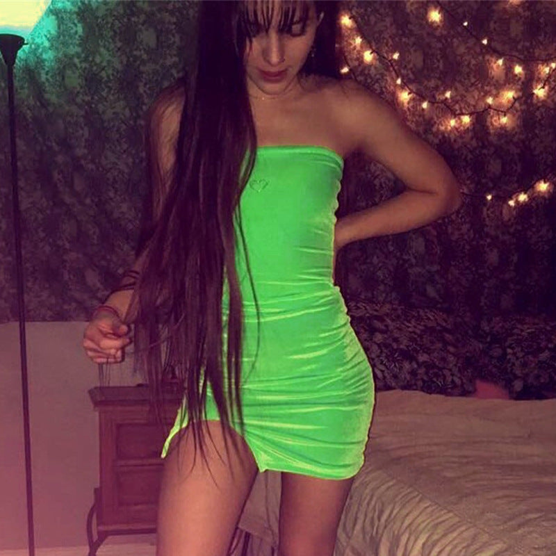 Split rhinestone tube top dress