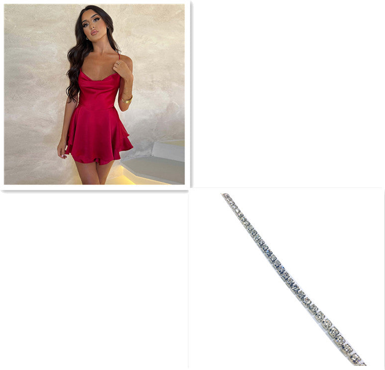 Slim Strap Backless Skirt For Women