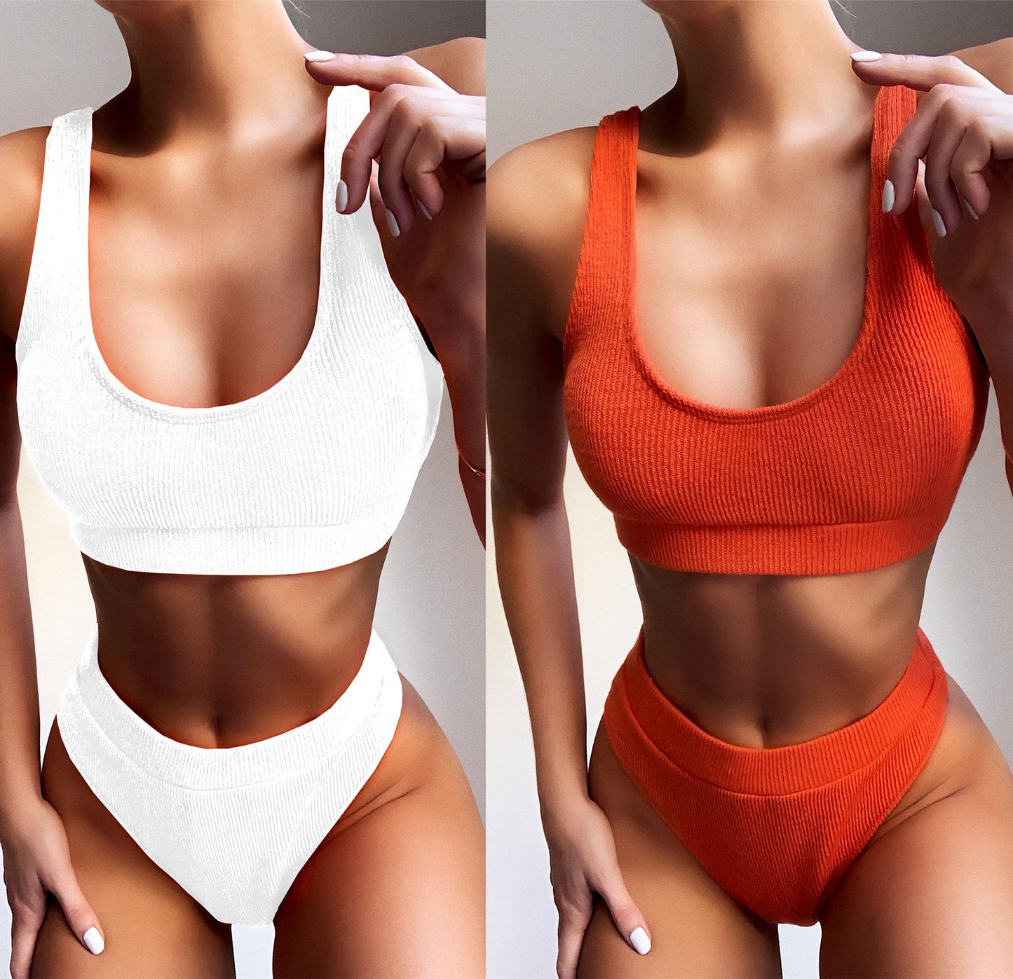 High waist ladies split swimsuit