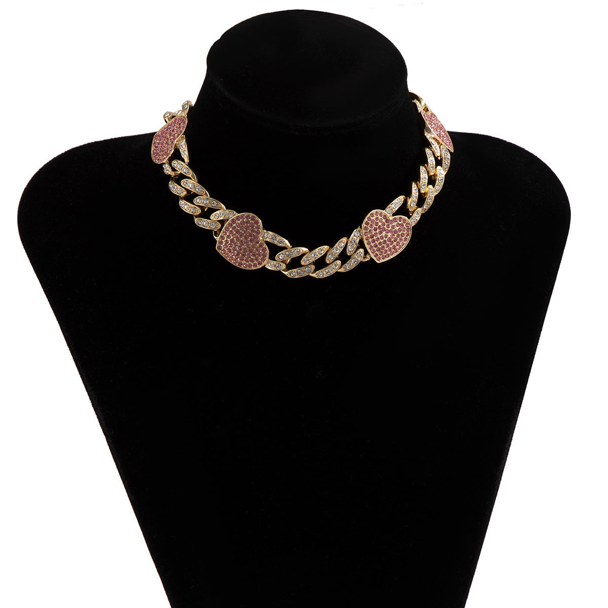 Diamond Love Cuban Button Necklace