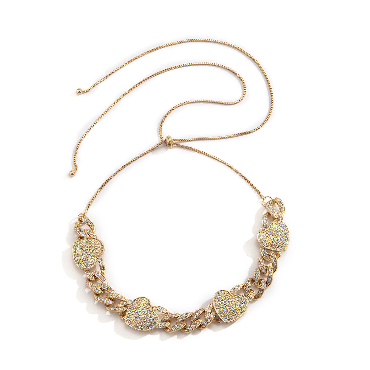 Diamond Love Cuban Button Necklace