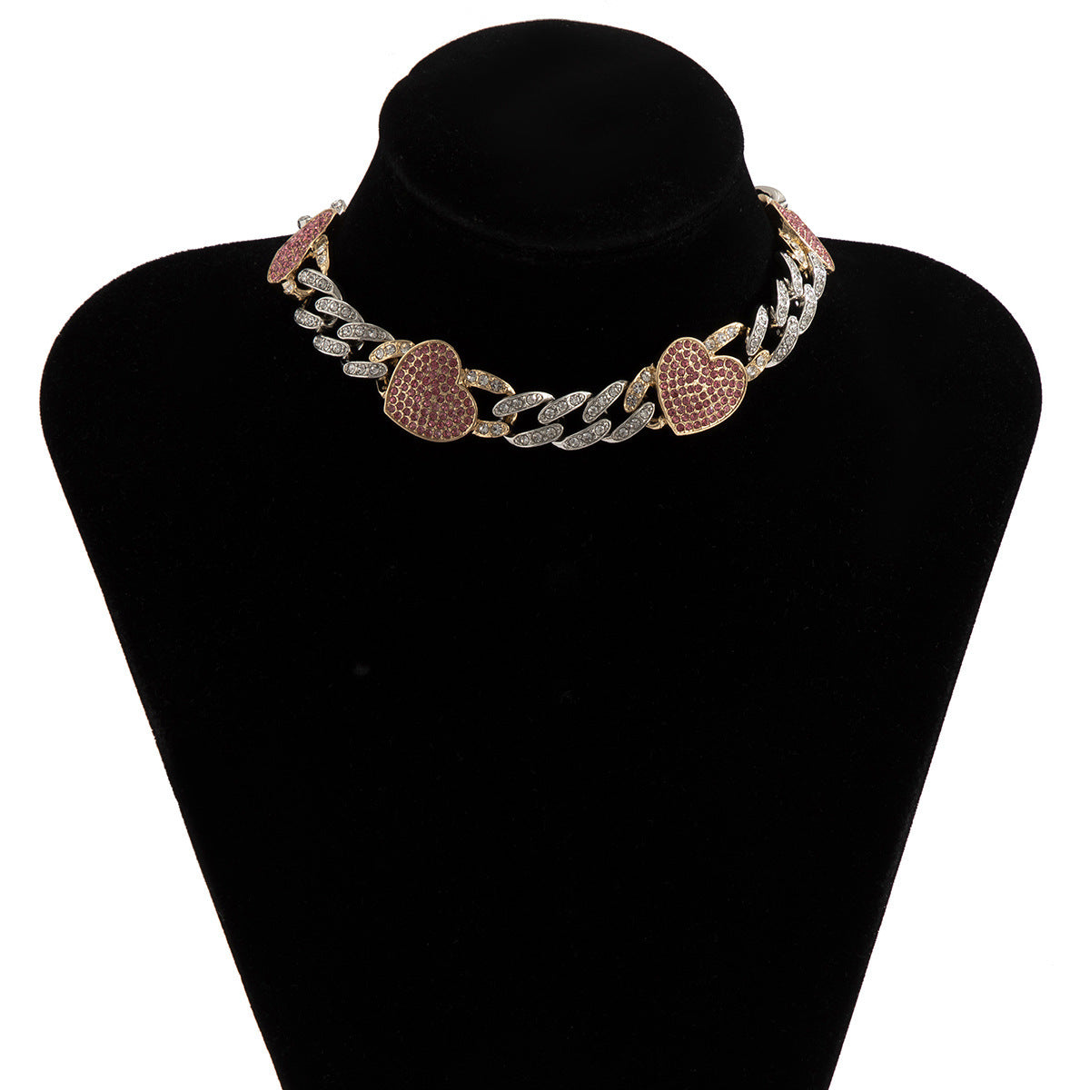 Diamond Love Cuban Button Necklace