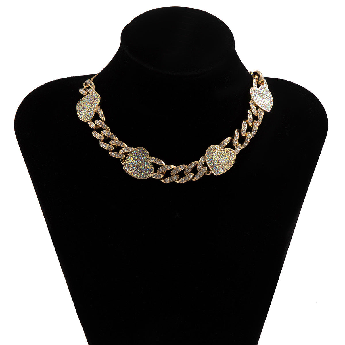 Diamond Love Cuban Button Necklace