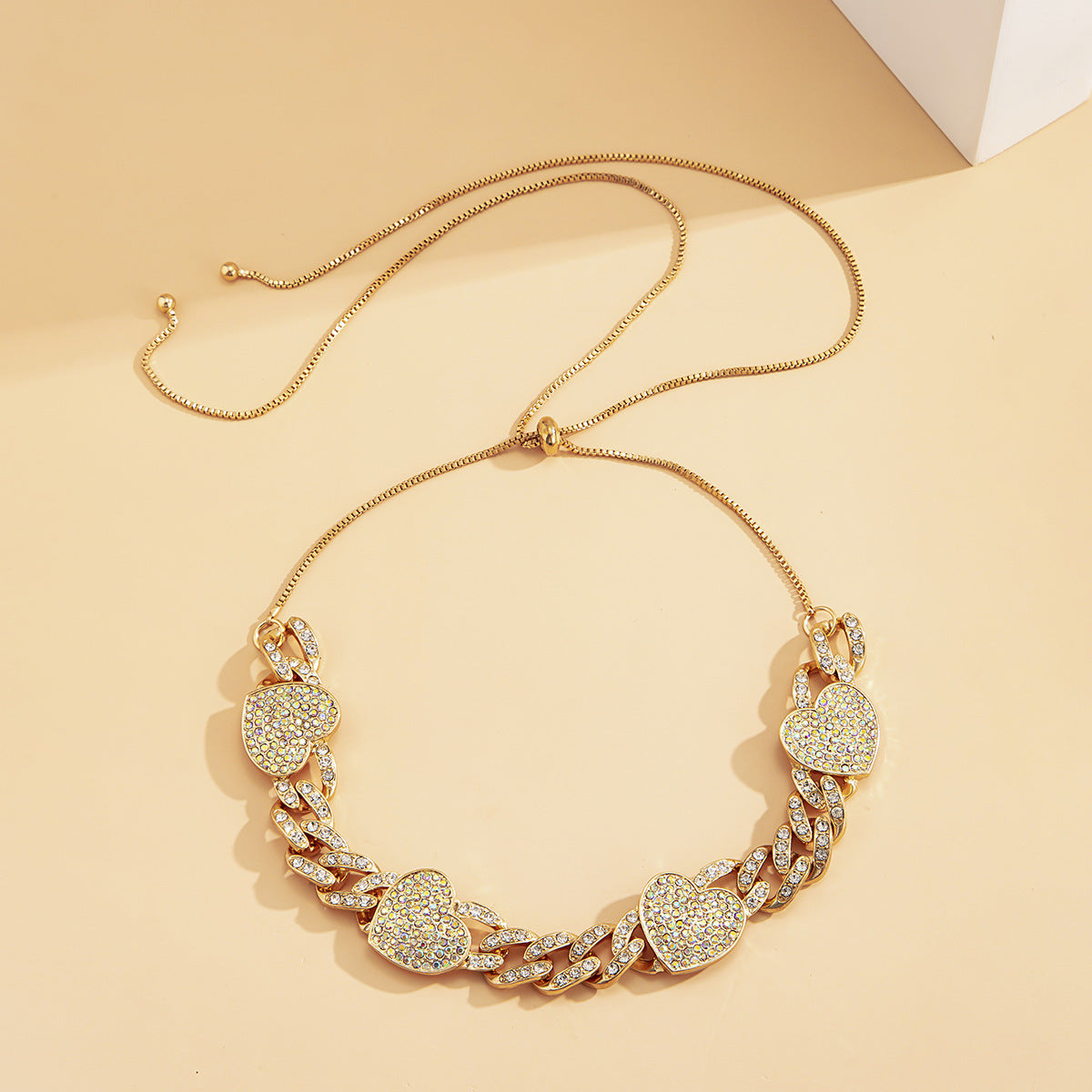 Diamond Love Cuban Button Necklace