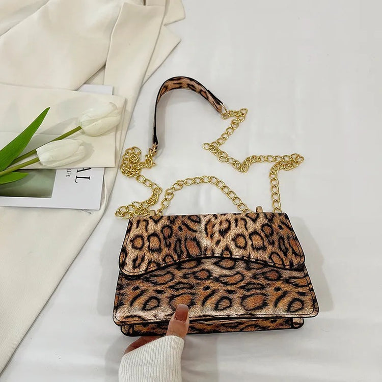 Cheetah print chain purse
