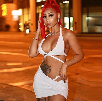 Ribbed Criss Cross Ruching Two Piece