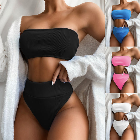 Solid color split bikini