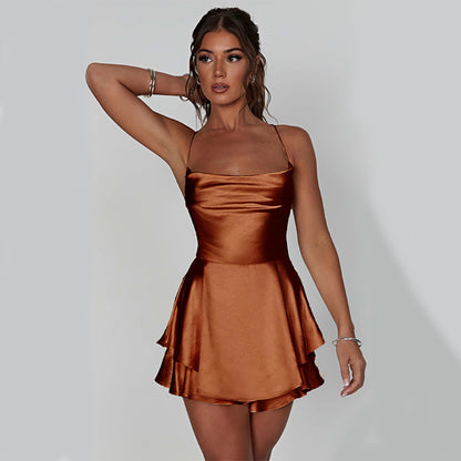 Slim Strap Backless Skirt For Women