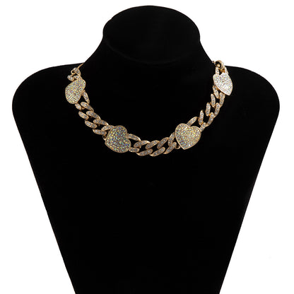 Diamond Love Cuban Button Necklace