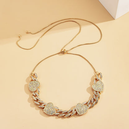 Diamond Love Cuban Button Necklace
